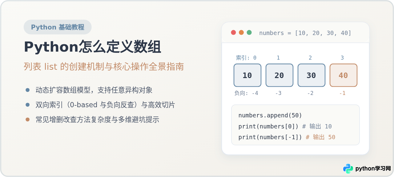 Python怎么定义数组：列表list的创建与基本操作