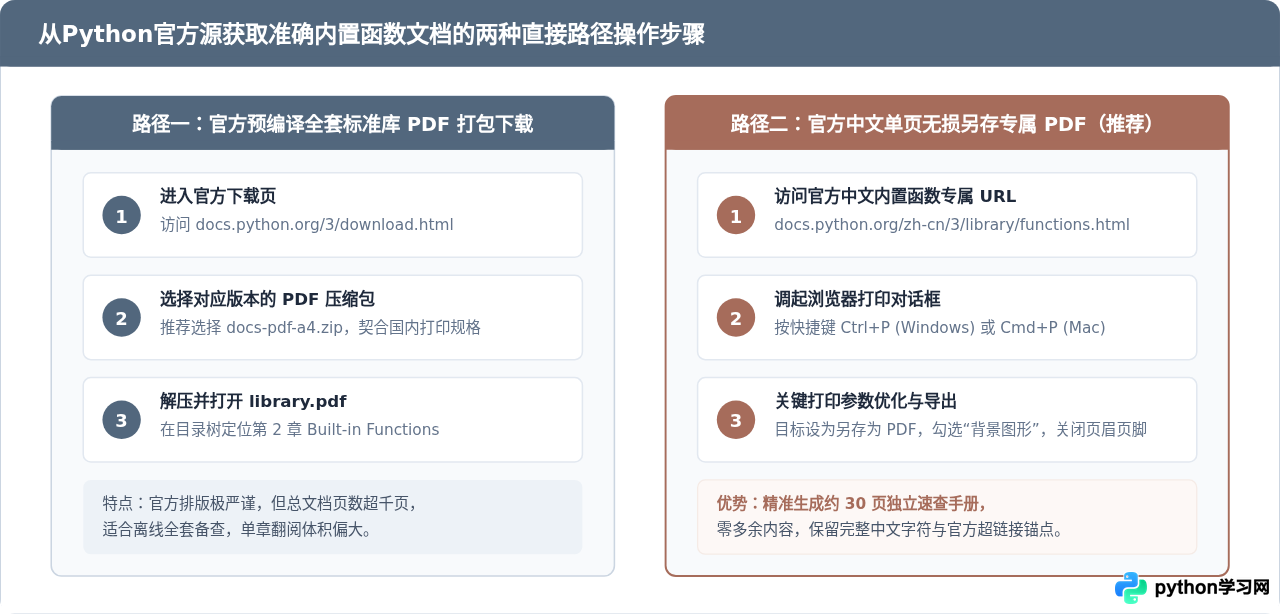 哪里可以下载到准确且更新的Python内置函数大全PDF？