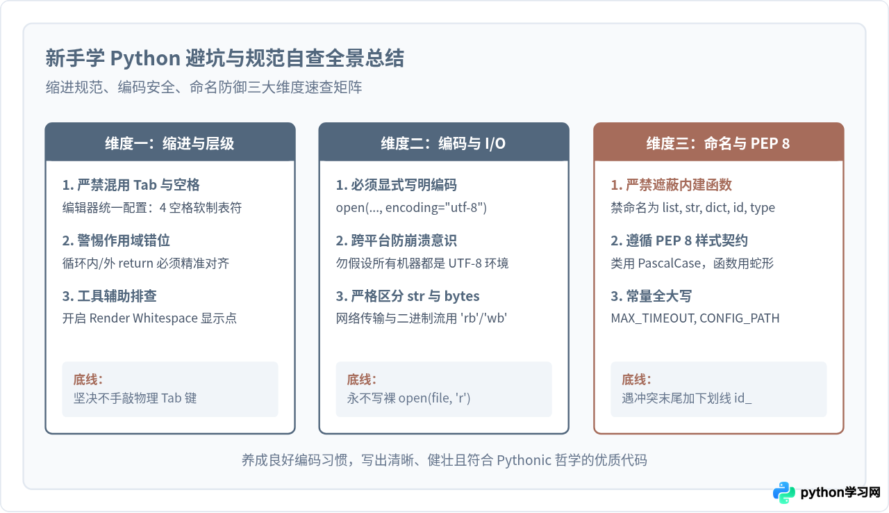 新手学Python常犯的5个错误：缩进、编码与命名规范