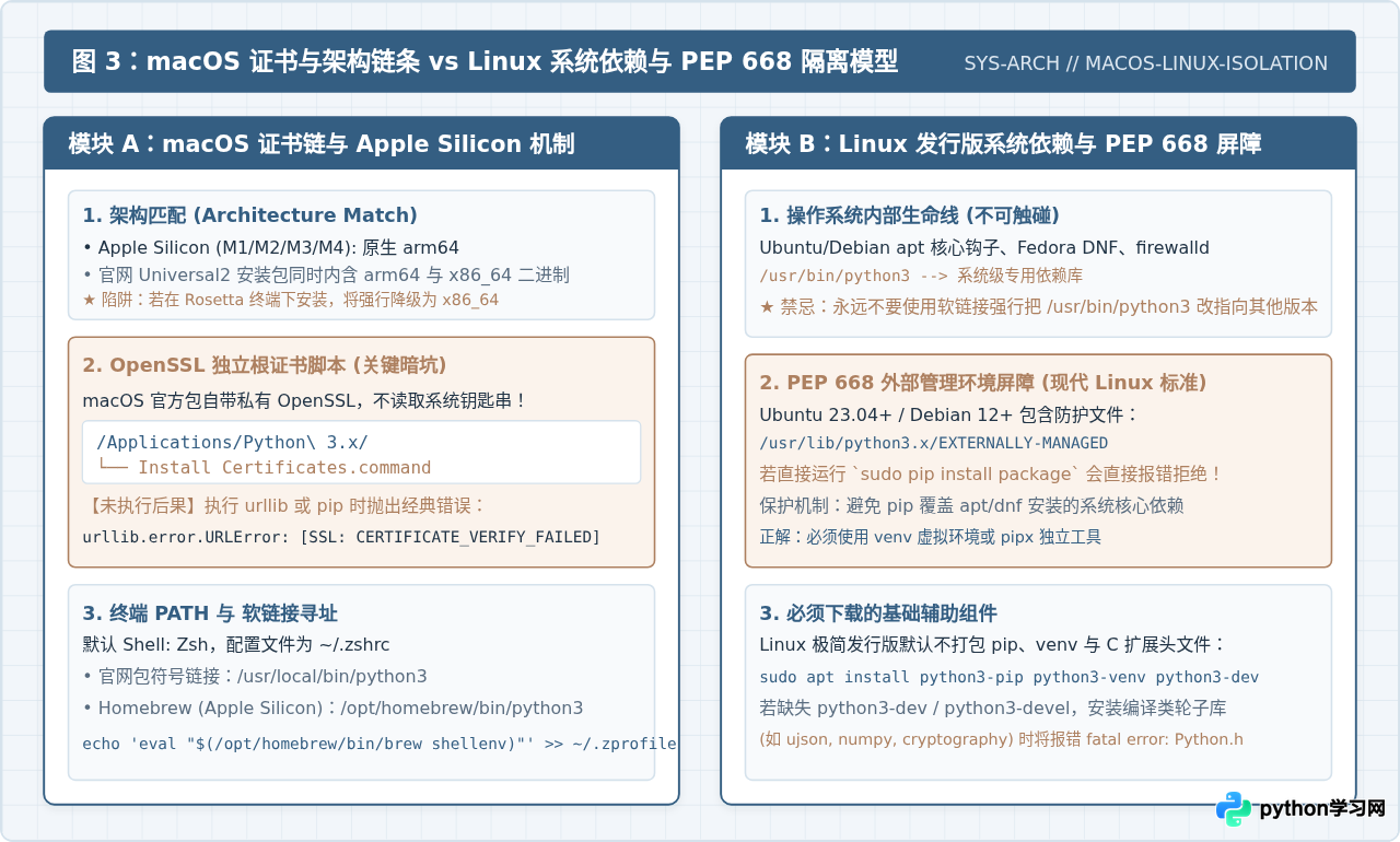 Windows、macOS和Linux系统下载Python的区别与注意事项