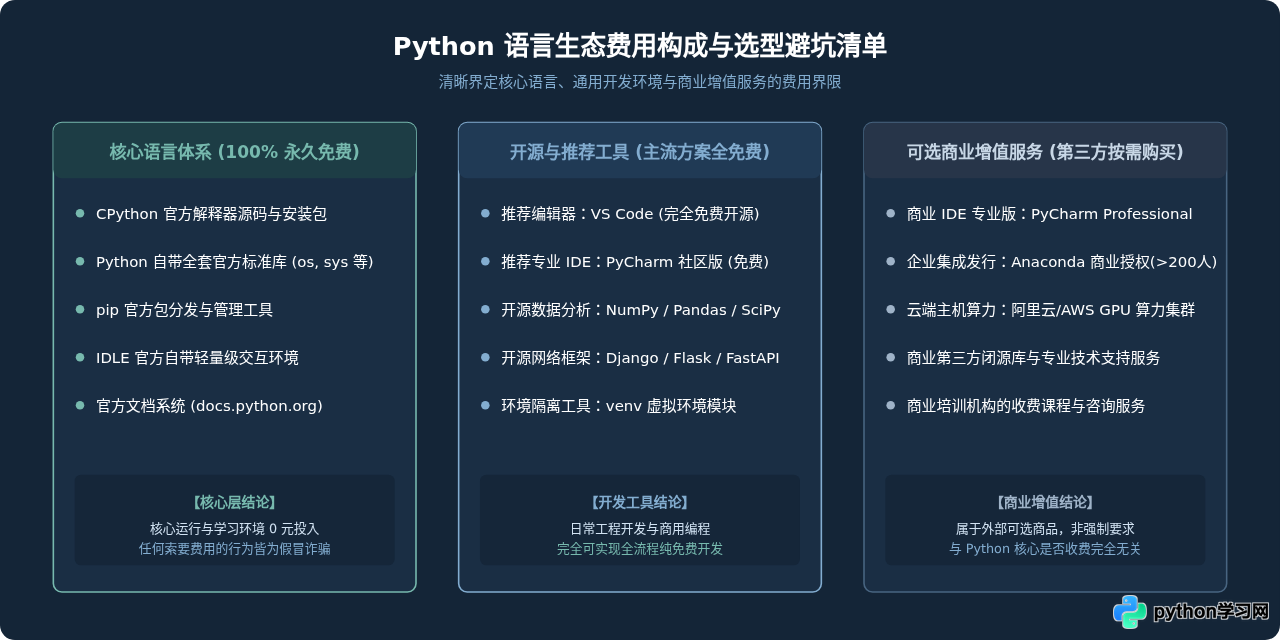 Python下载需要付费吗？官方版本个人与商用均免费