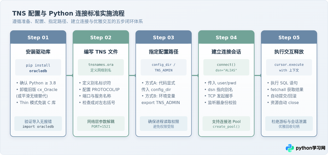 Python使用oracledb连接Oracle数据库的代码示例与TNS配置