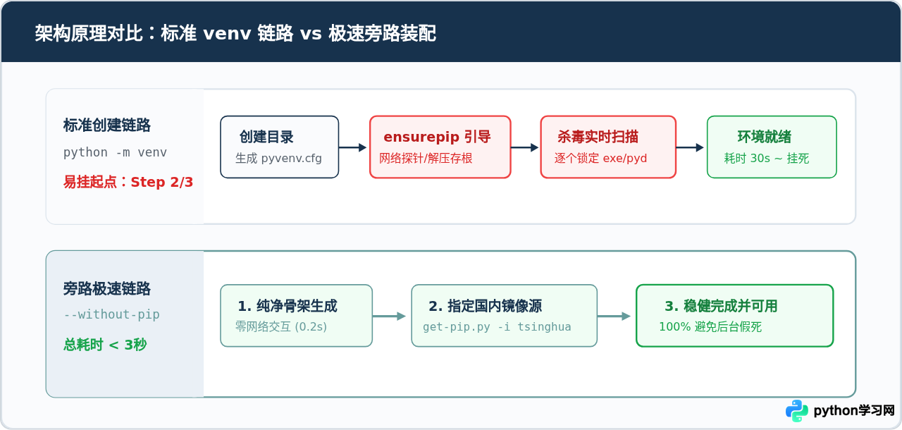 Python创建虚拟环境一直转圈卡死怎么办
