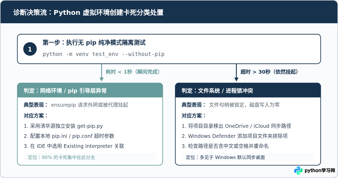 Python创建虚拟环境一直转圈卡死怎么办