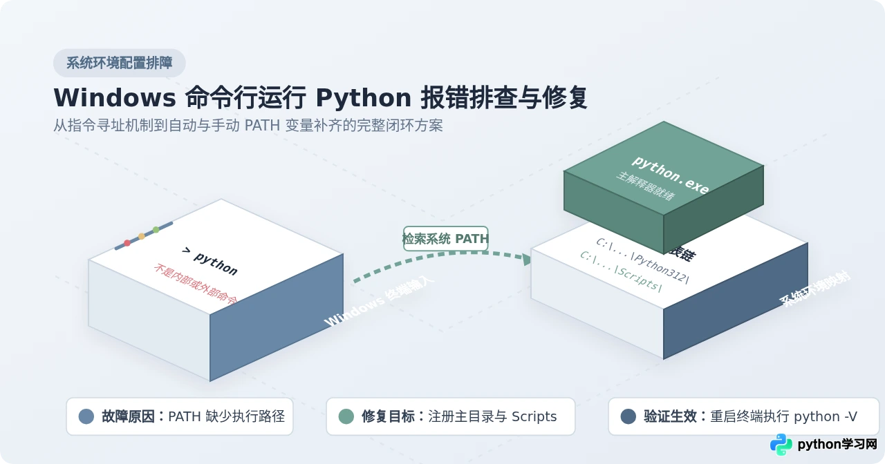 Windows命令行运行Python提示“不是内部或外部命令”怎么解决