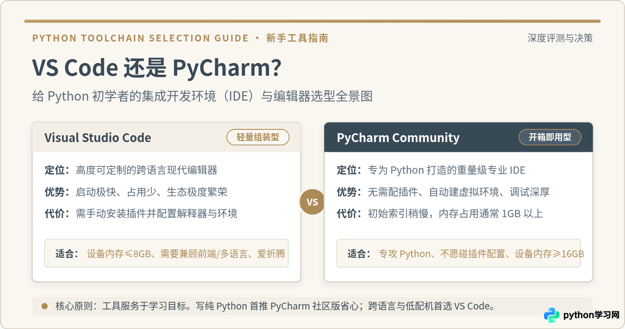 VS Code还是PyCharm？Python初学者IDE选择指南