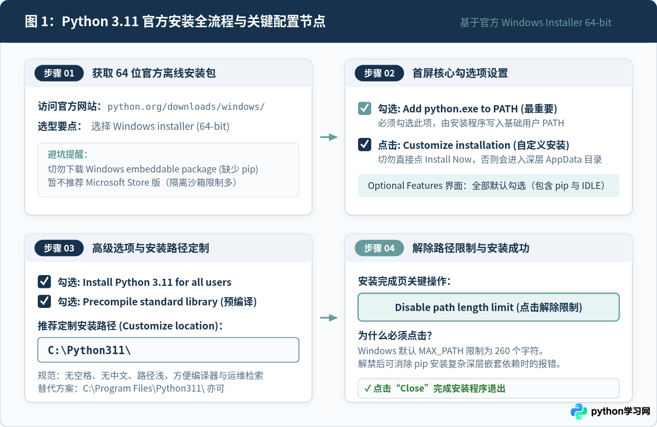 Windows系统安装Python 3.11及环境变量配置指南