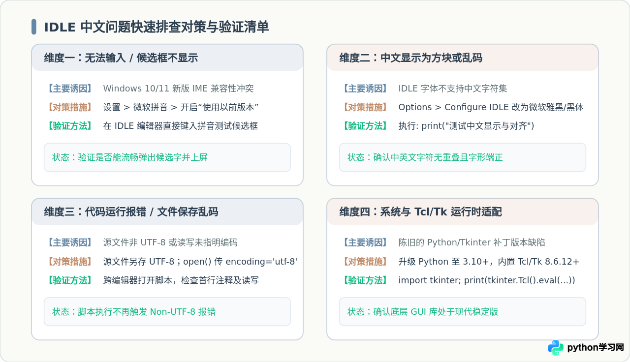 Python IDLE中文乱码或无法输入怎么解决