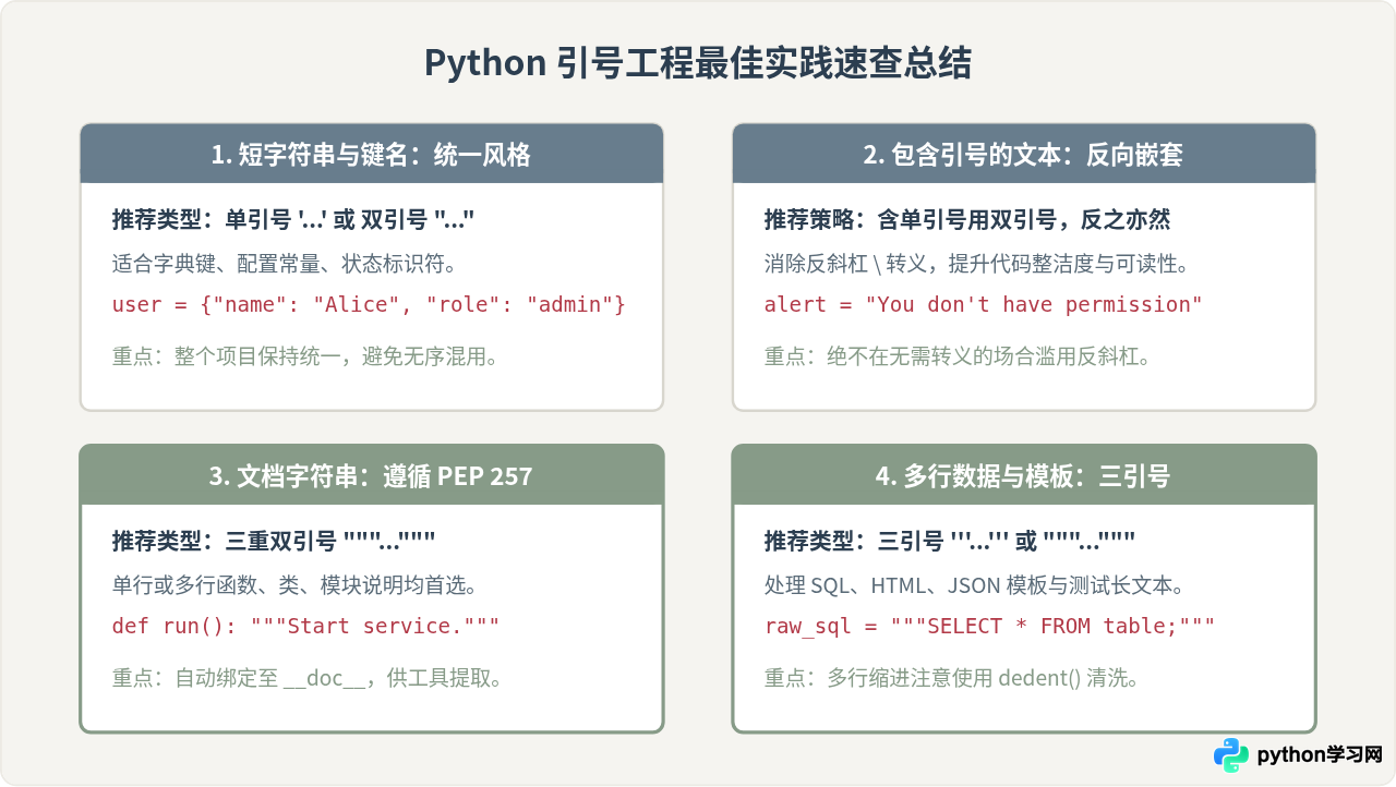 Python单双引号与三引号的区别及适用场景