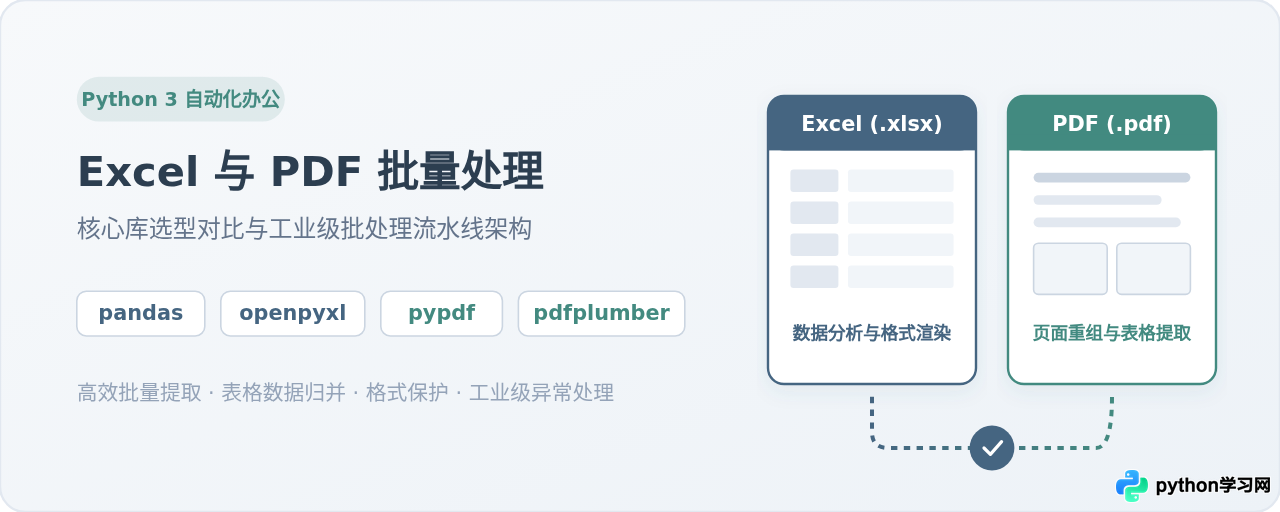 Python 3自动化办公常用库推荐：实现Excel与PDF批量处理