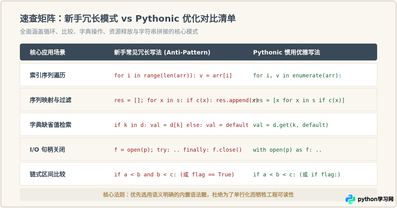 什么是Pythonic代码？新手常见冗长写法与简洁优化对比