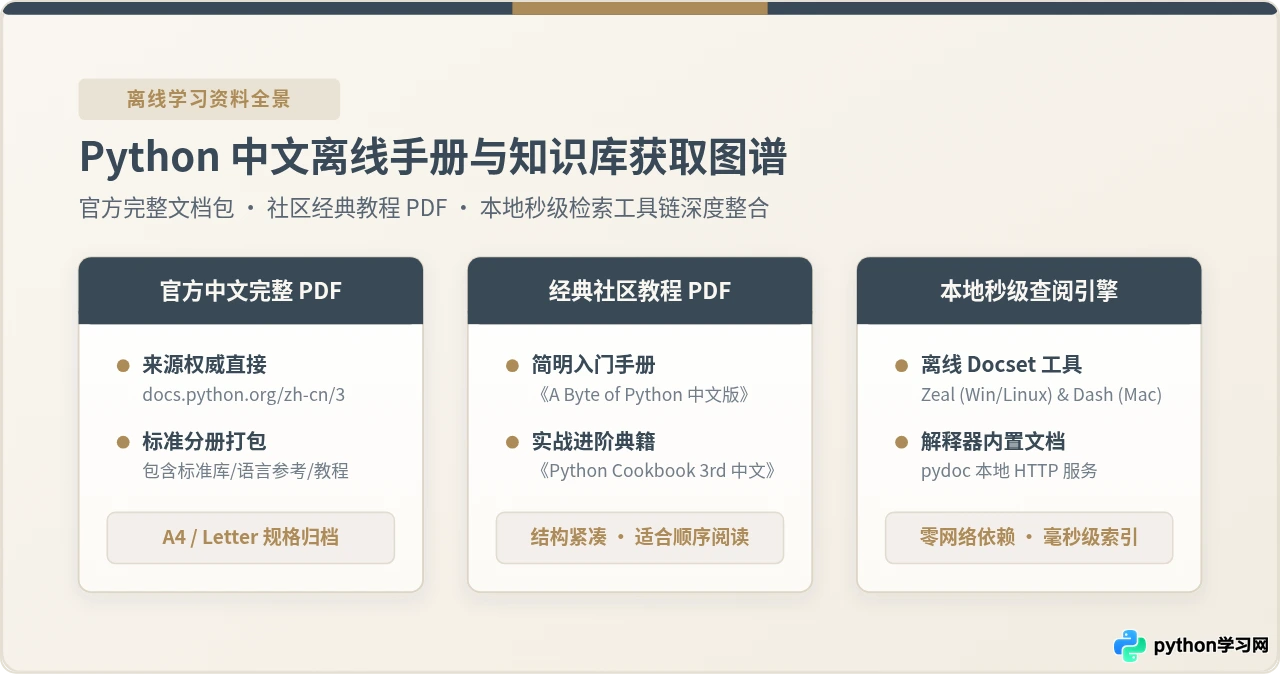 哪里可以下载Python中文PDF手册？离线学习资料整理