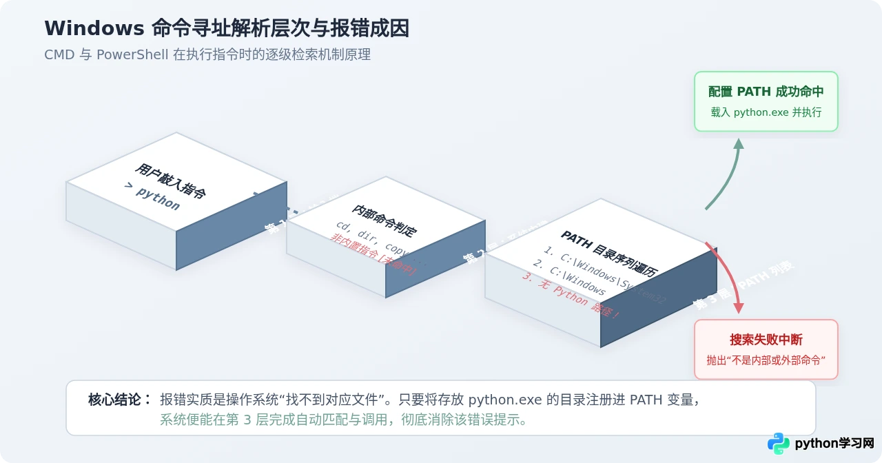 Windows命令行运行Python提示“不是内部或外部命令”怎么解决