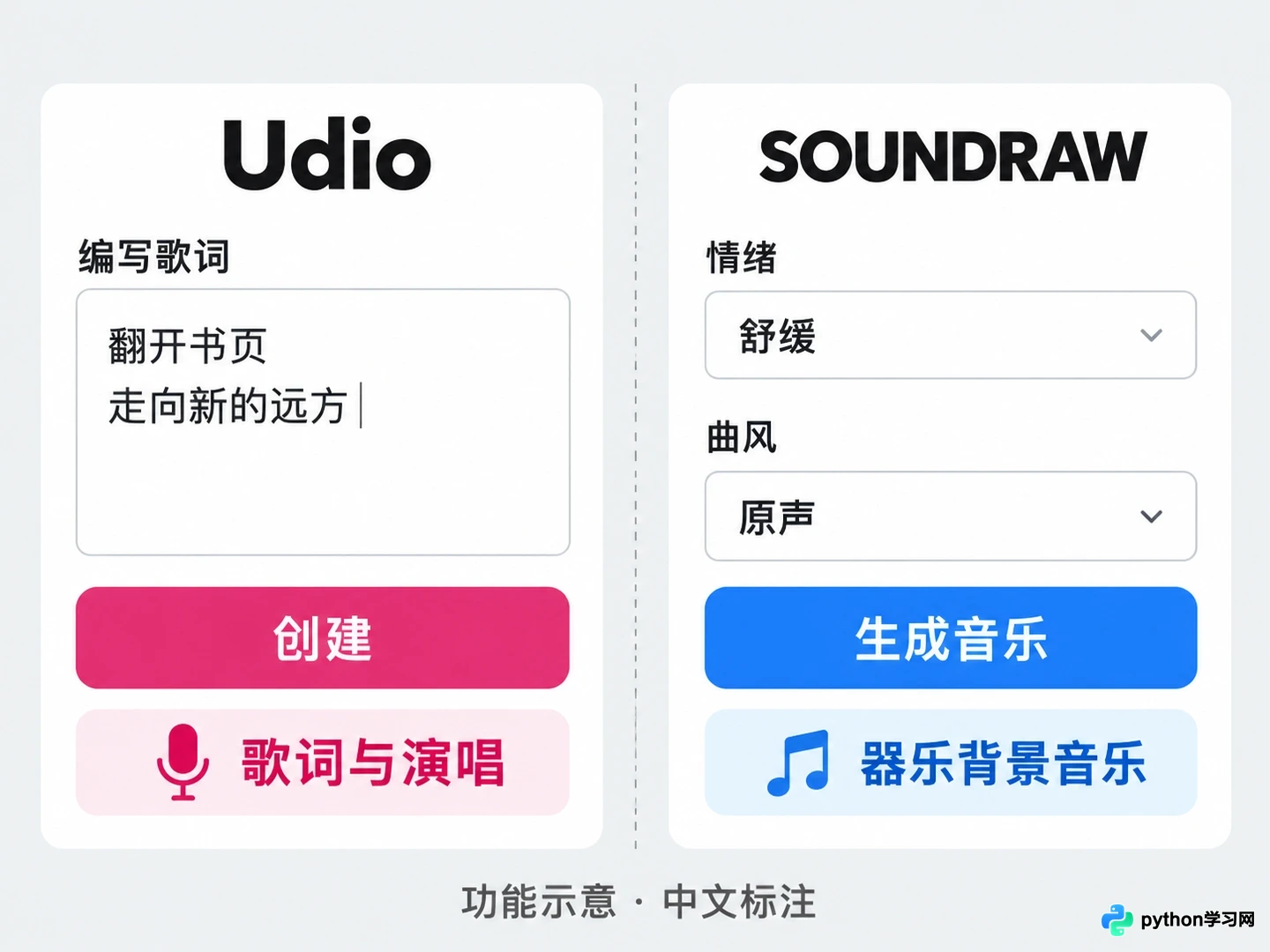 Udio与Soundraw人声功能对比:AI音乐平台能否生成带歌词的演唱