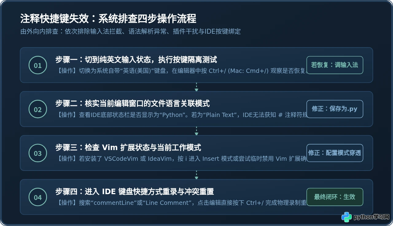Python IDE注释快捷键无效怎么办