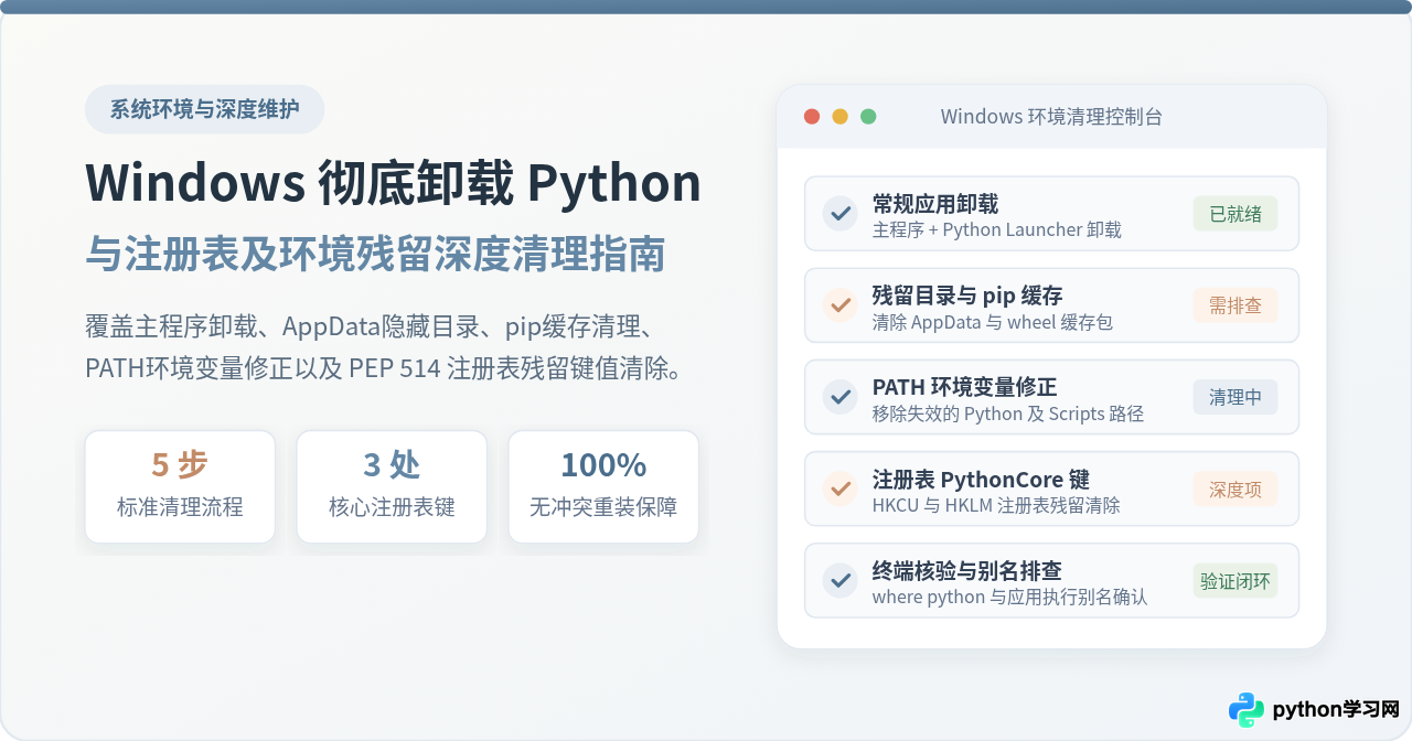 Windows系统怎么彻底卸载Python并清理注册表残留
