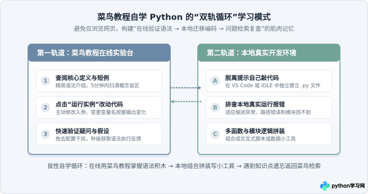 怎么用菜鸟教程自学Python？从Hello World到简单实战指南