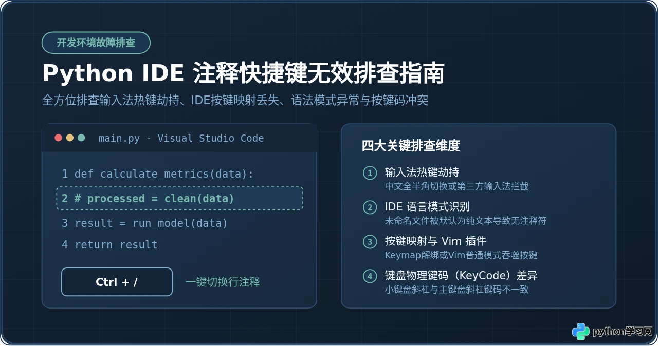 Python IDE注释快捷键无效怎么办
