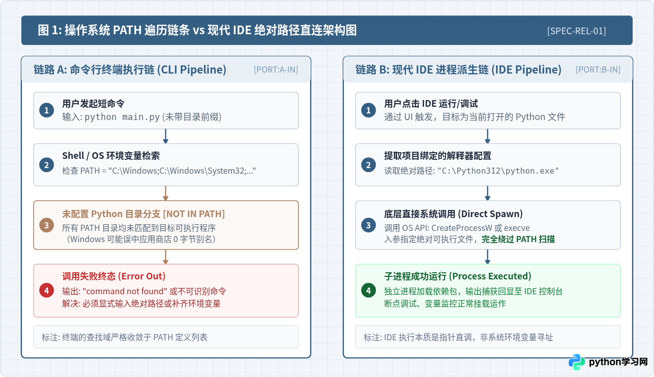 不配置Python环境变量对IDE与命令行调用的影响区别