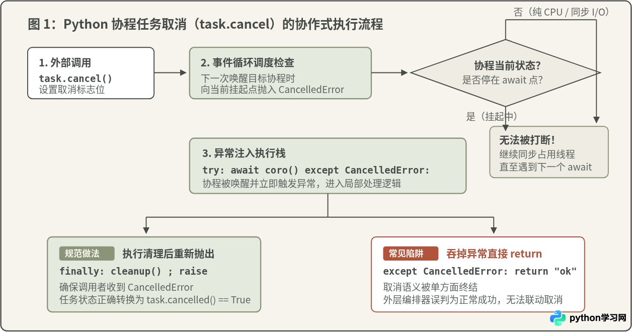 Python异步编程中怎么处理异常传播与取消任务