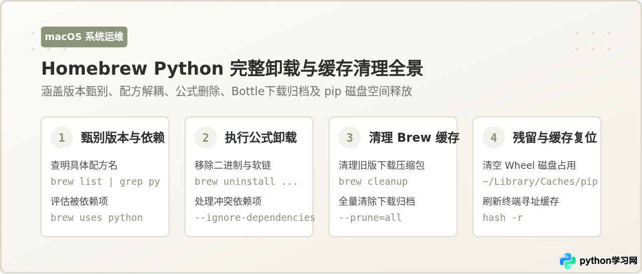 macOS下怎么卸载Homebrew安装的Python及清理缓存
