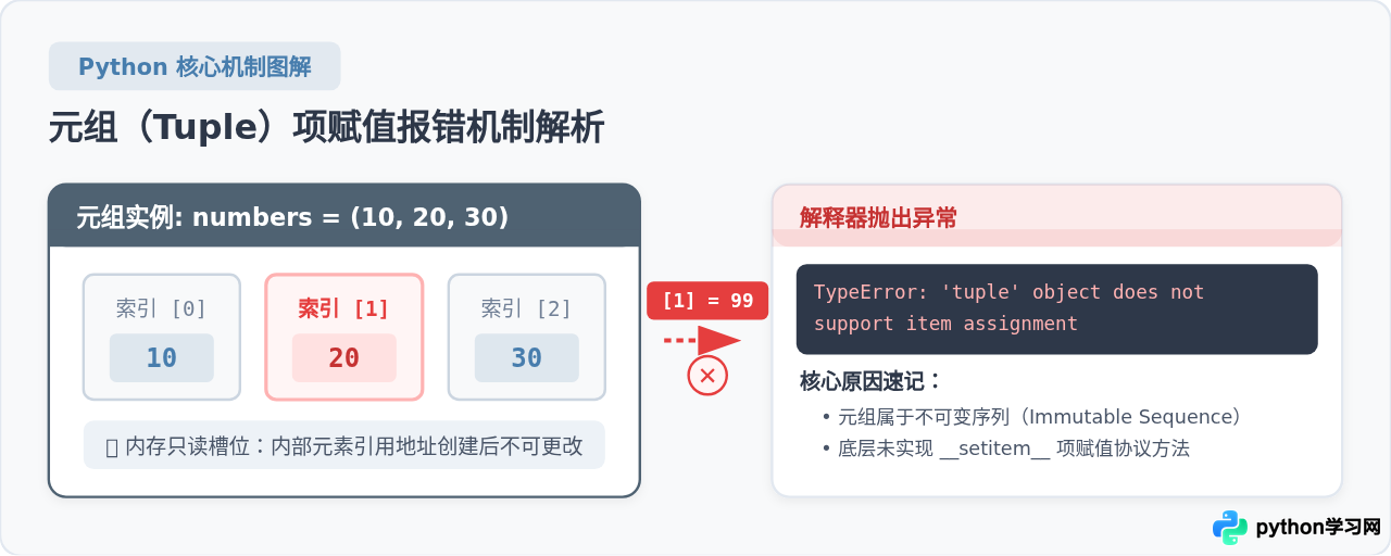 为什么修改Python元组元素会报错TypeError