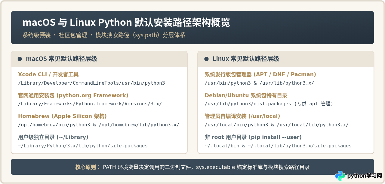 macOS和Linux中Python默认安装路径详解
