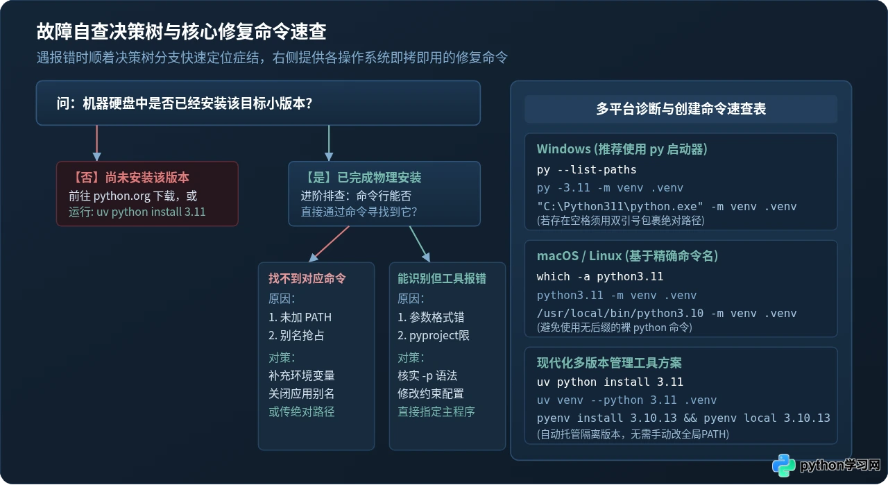 创建Python虚拟环境报错“找不到指定版本”怎么解决
