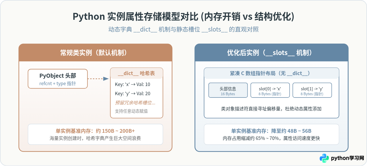Python使用__slots__限制实例属性以节省内存
