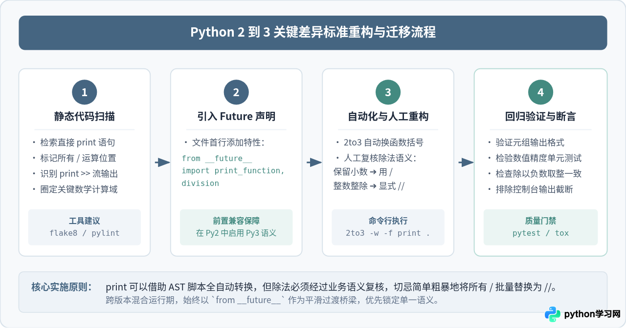 Python 2与3关键命令差异对照：print语句与除法运算的变化