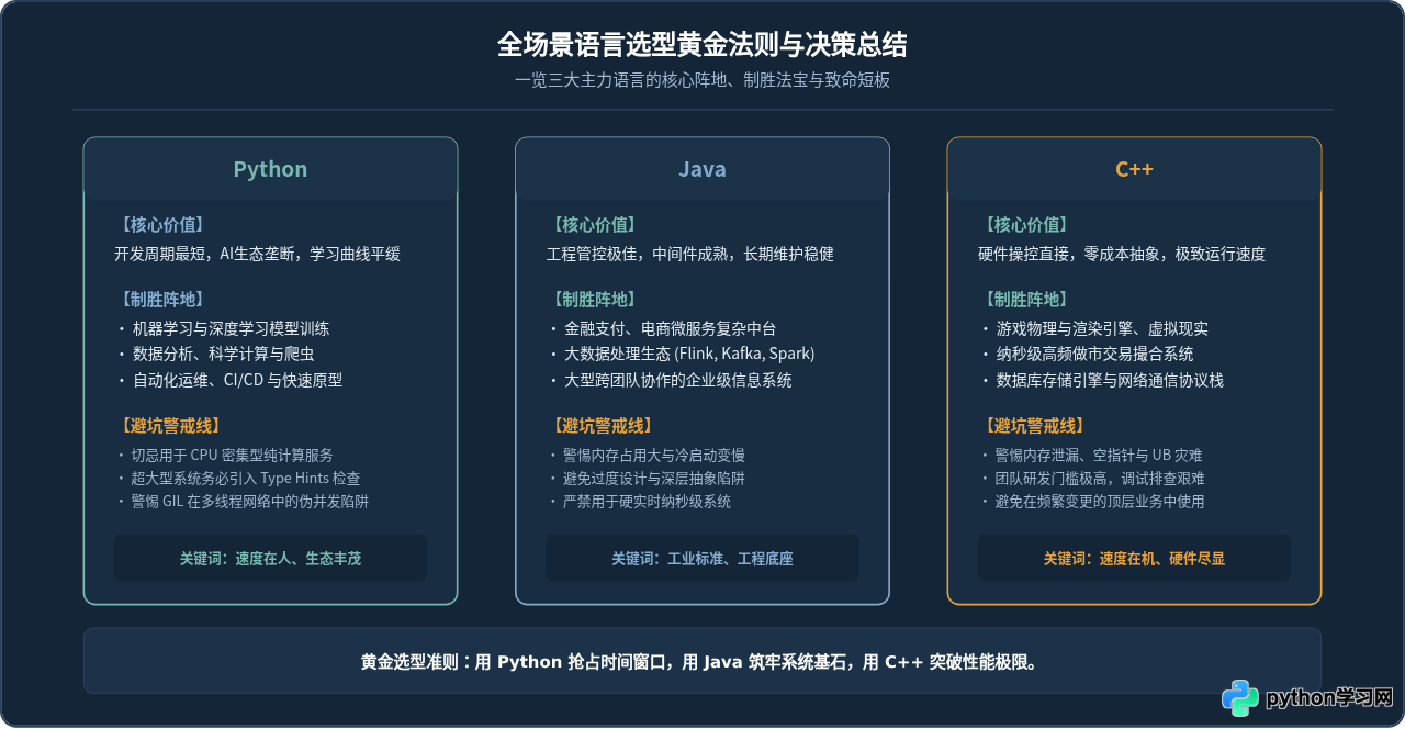 Python vs Java vs C++：不同开发场景下的语言选型指南