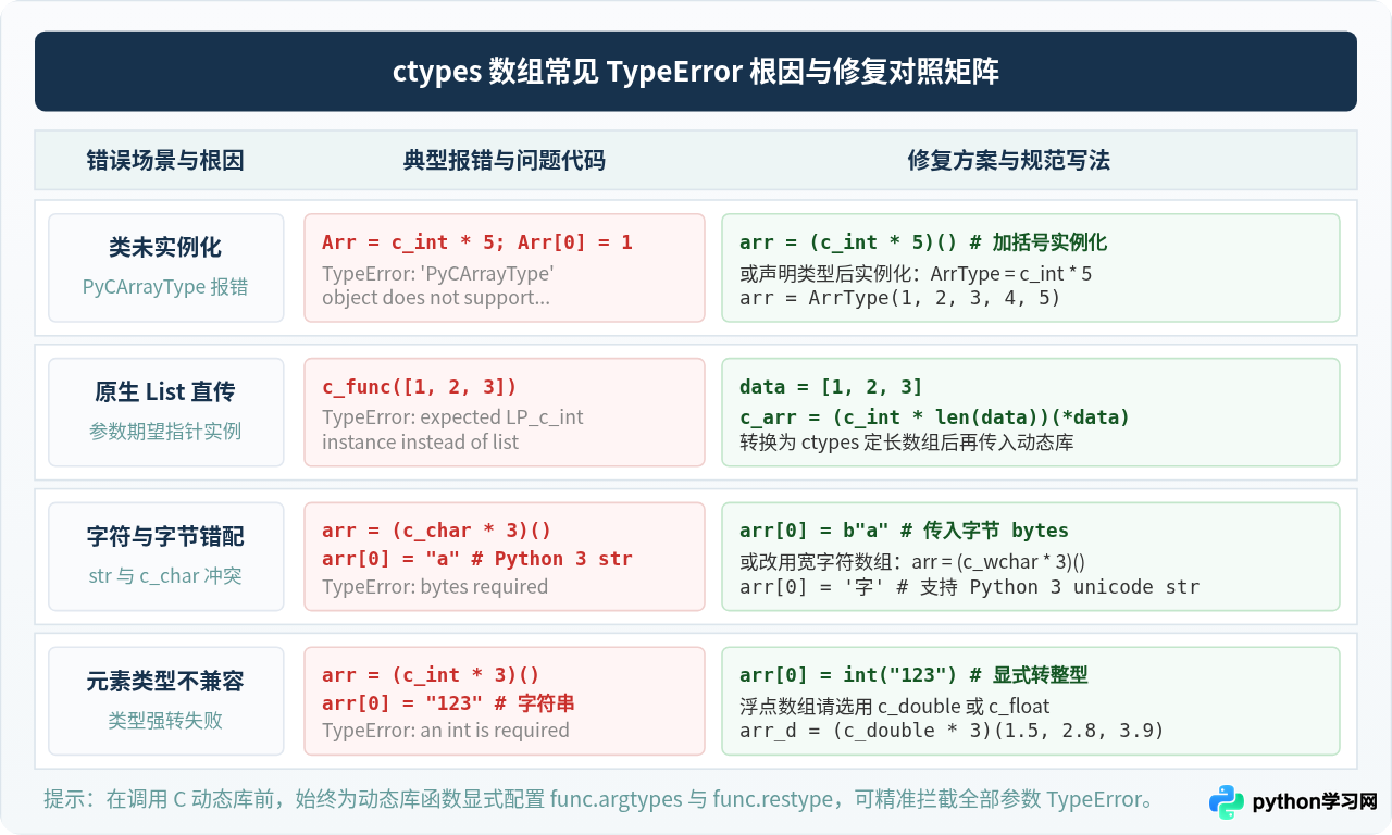 Python ctypes数组索引越界或报TypeError怎么解决