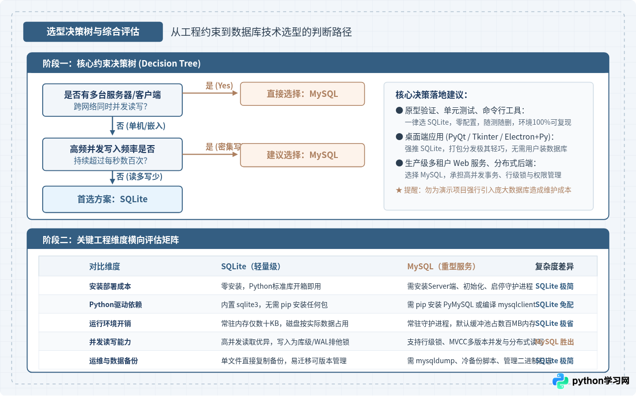 Python项目选SQLite还是MySQL？轻量级与重型数据库安装复杂度对比