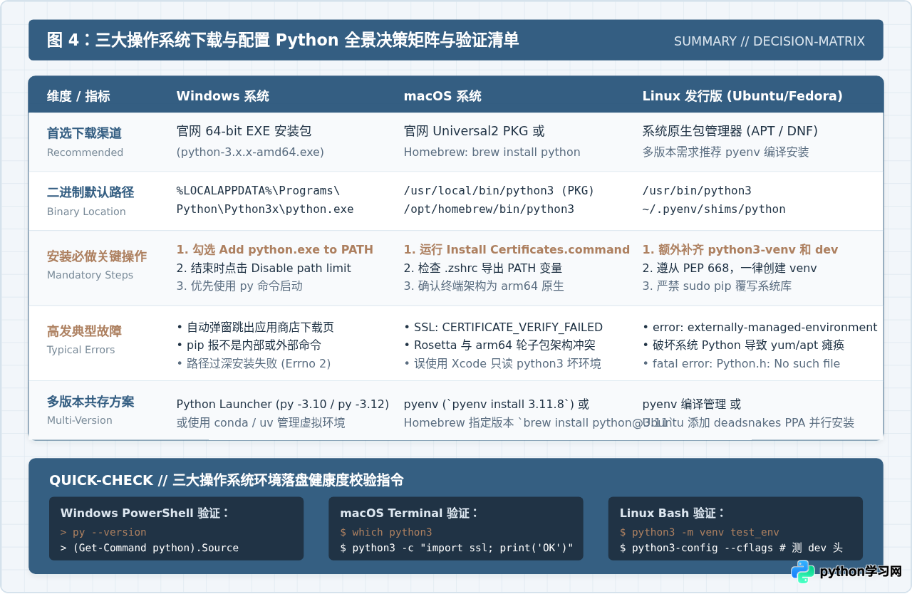 Windows、macOS和Linux系统下载Python的区别与注意事项