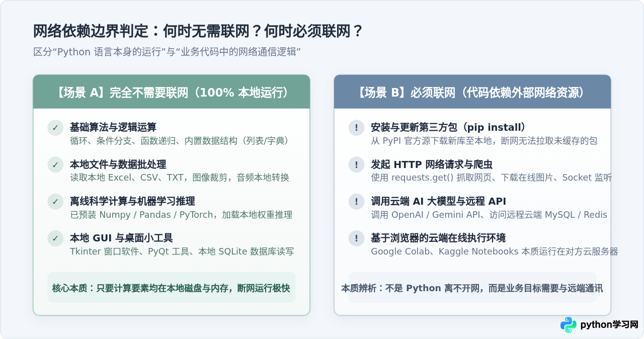 Python运行代码需要联网吗？解释器本地执行机制说明