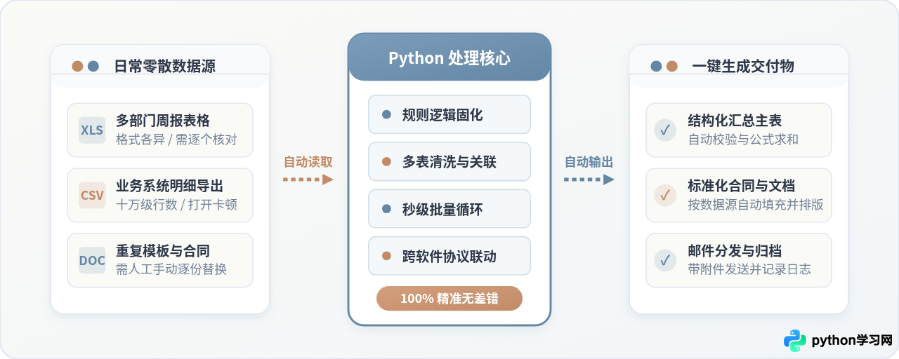 Python能做什么？零基础了解自动化办公与数据处理场景