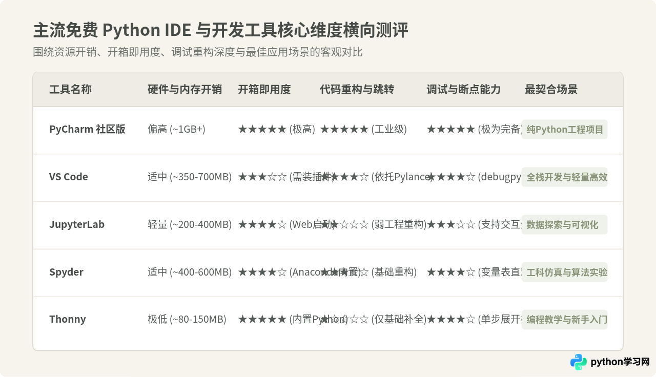 免费且功能强大的Python IDE有哪些