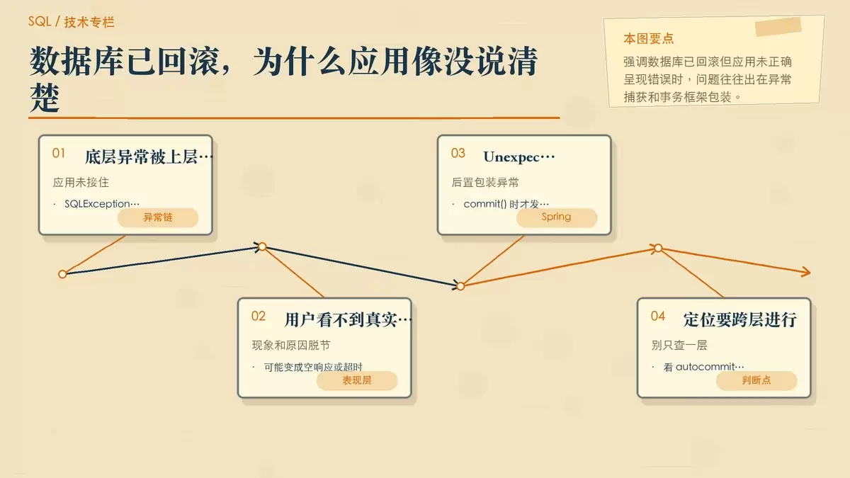 数据库回滚与应用异常包装关系手绘图