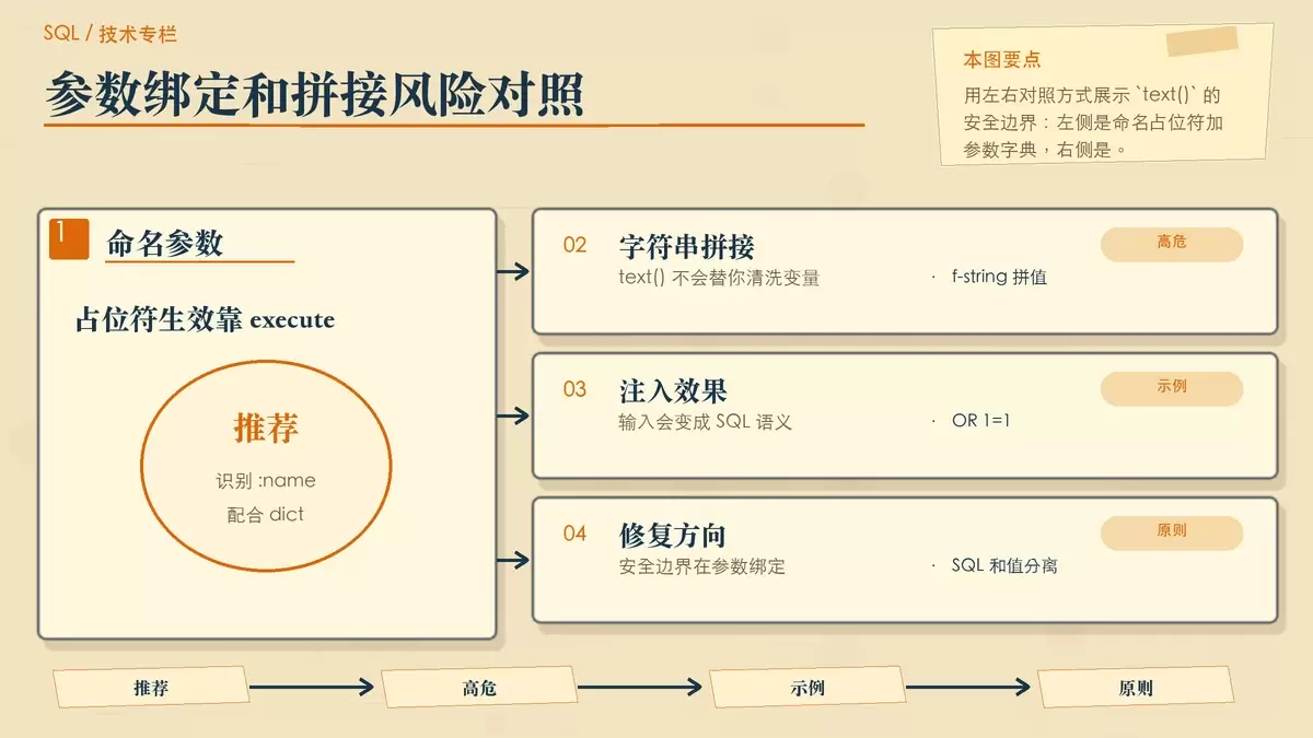参数绑定与字符串拼接风险对比手绘图