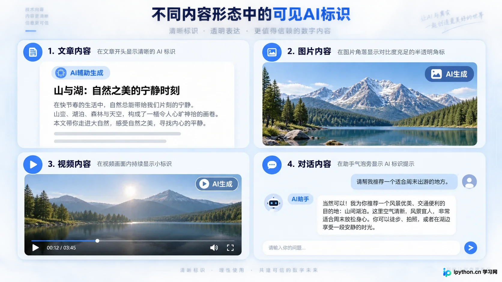 不同内容形态下的显性标识展示方式