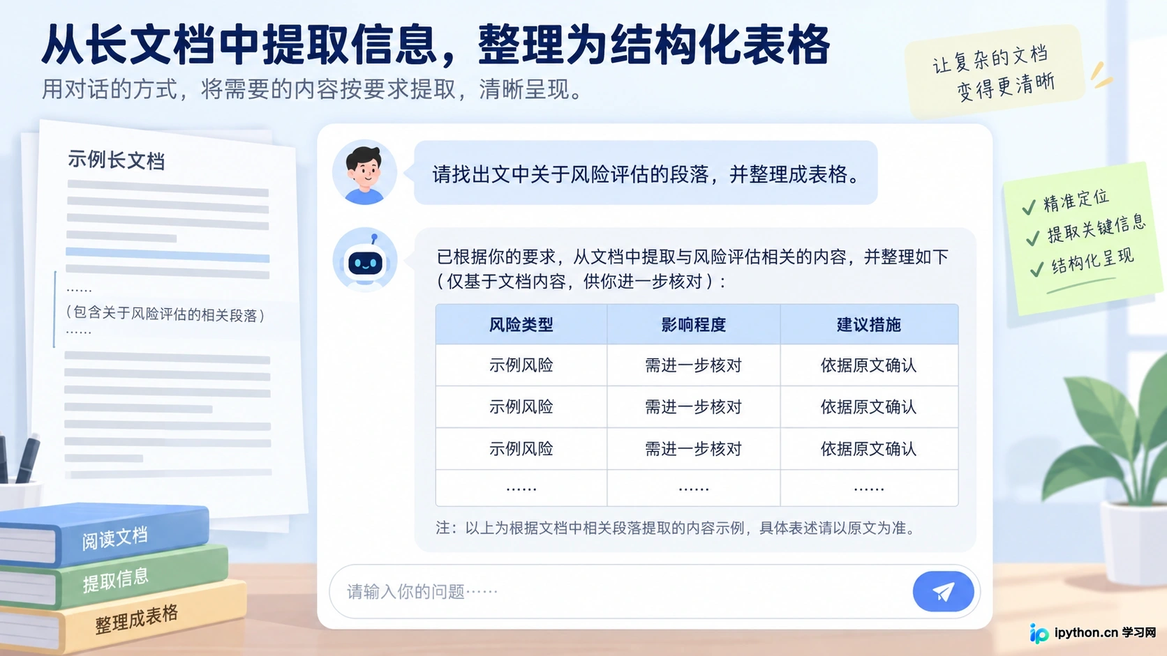 从长文档中提取关键信息并转换为表格