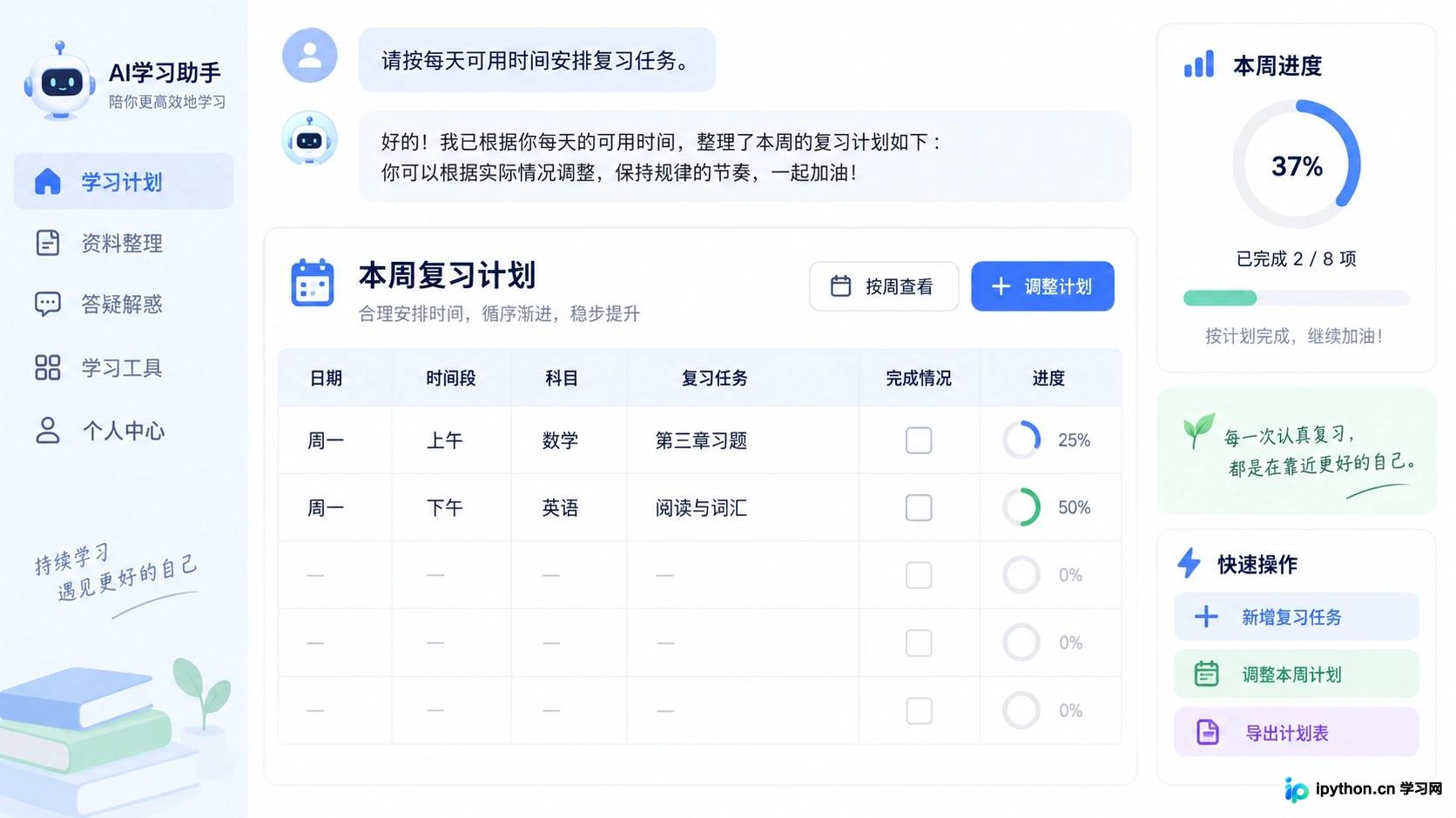 每日复习时间安排表