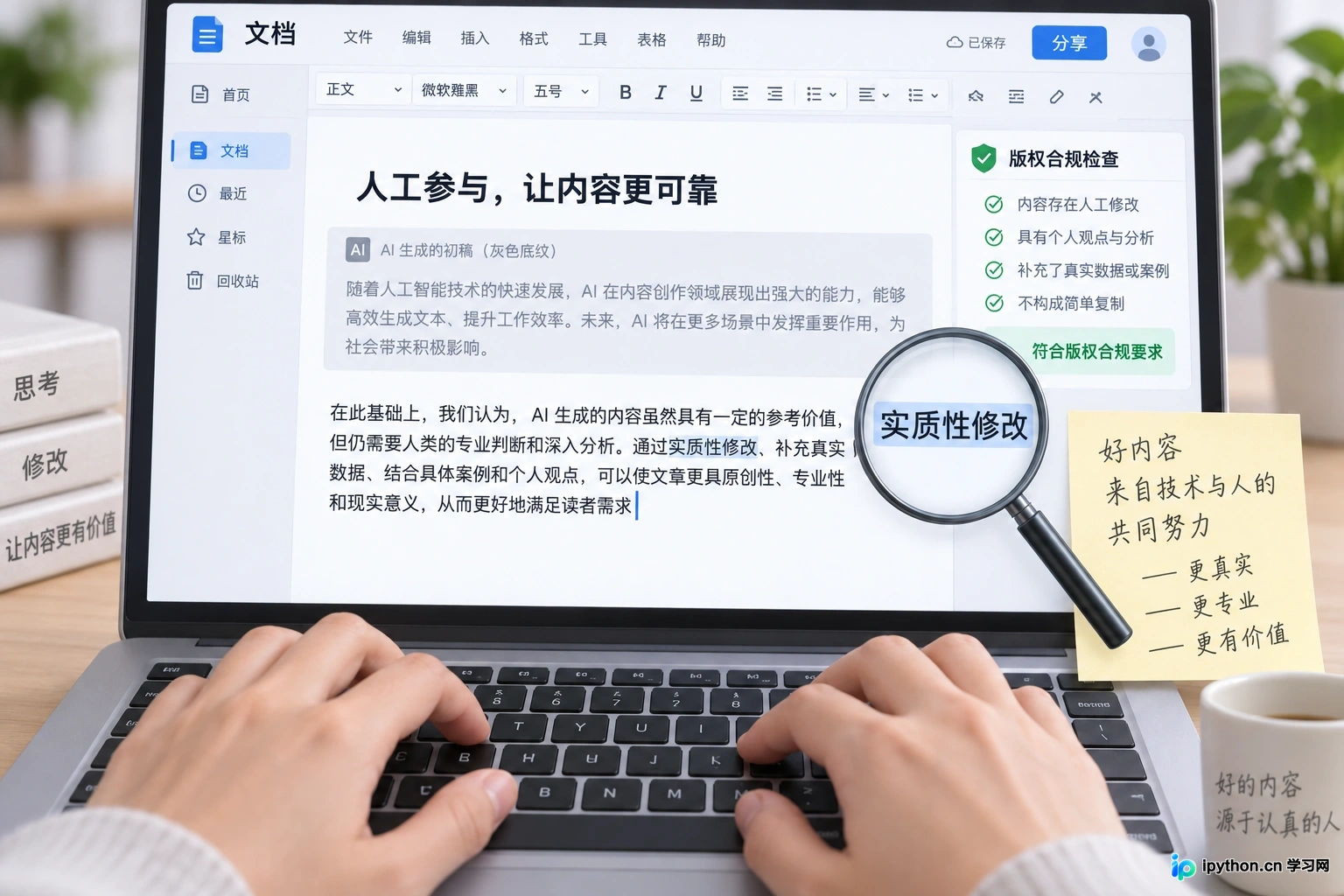 人工深度修改内容的过程