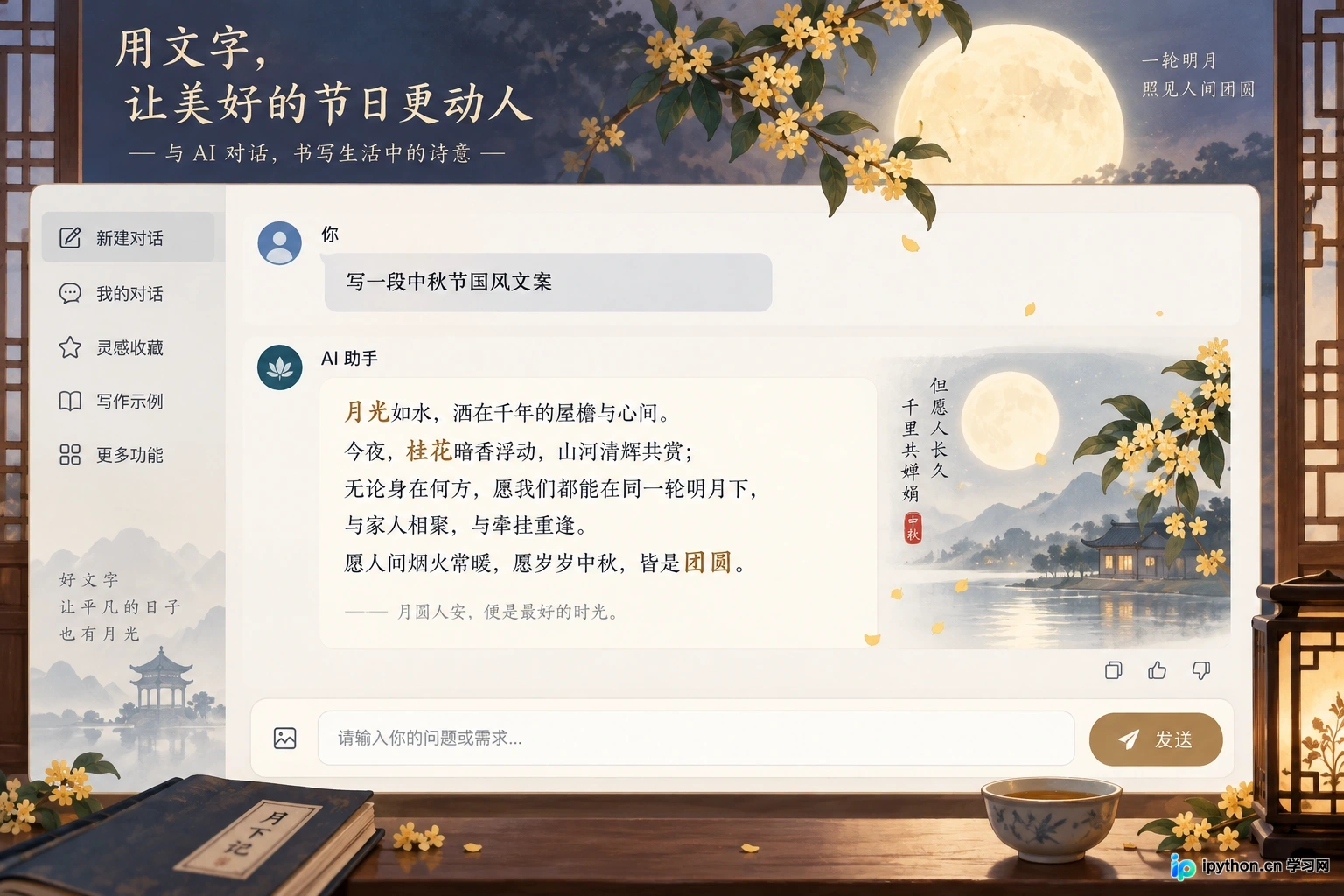 文心一言在创意写作中展现出丰富的中文修辞和文化元素