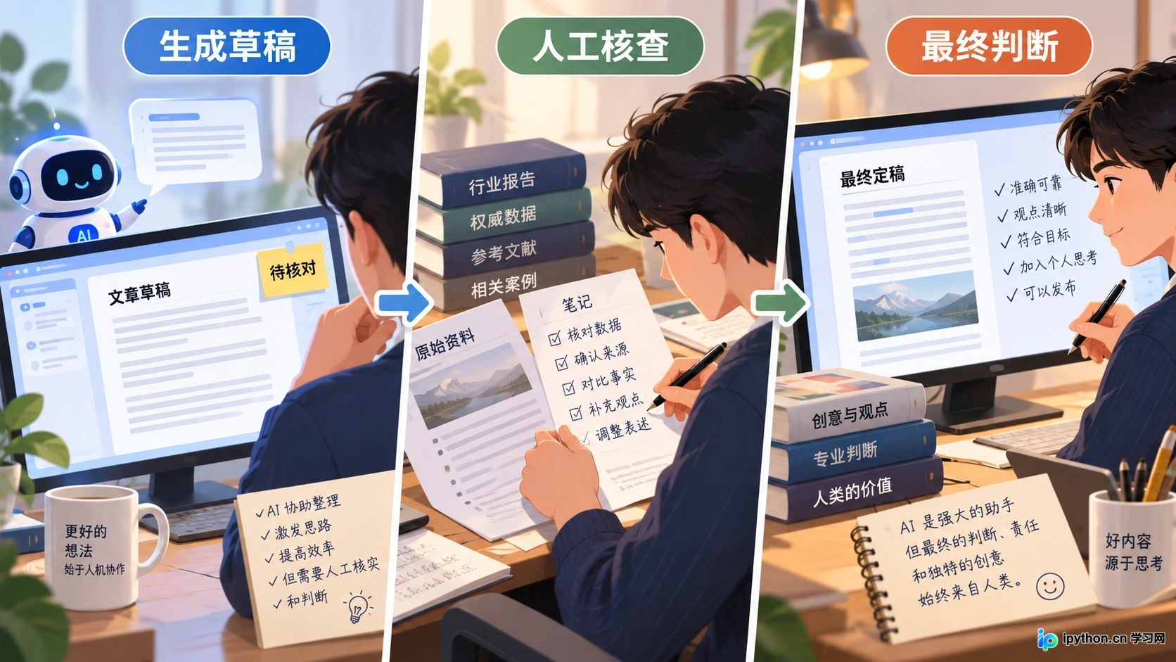 人类负责判断与创意，大模型负责执行与生成