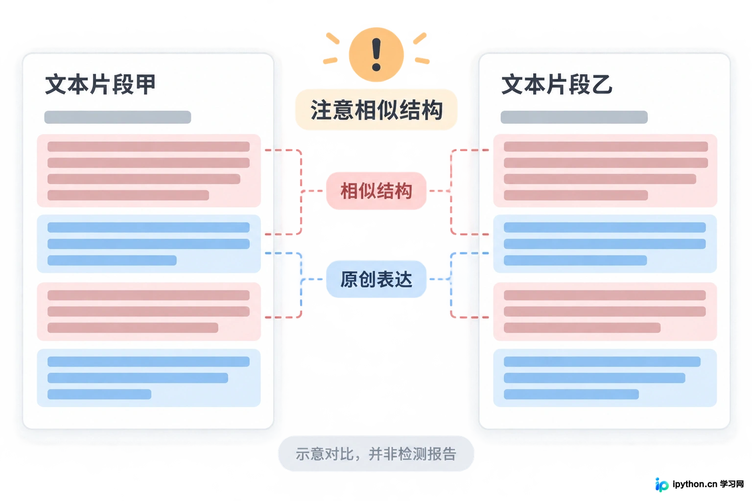 模板化生成与查重风险示意