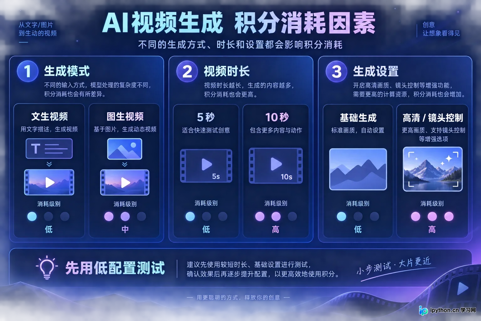 关于视频生成的积分消耗