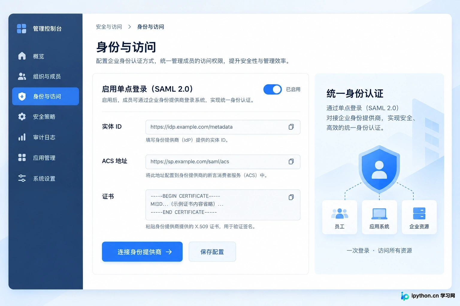 企业级AI平台支持SAML/SSO集成,实现统一身份管理