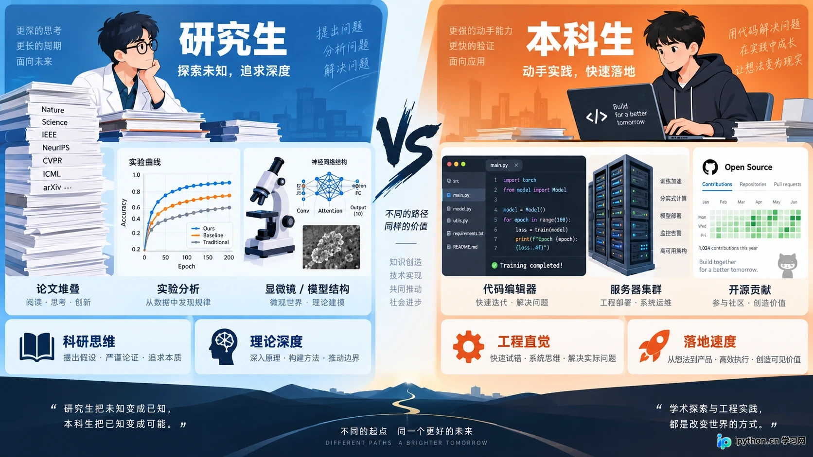 研究生科研训练与本科生工程实践的能力侧重对比