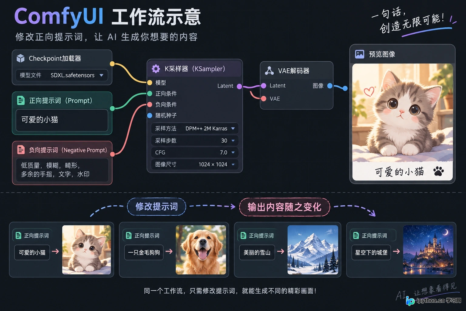 验证工作流有效性:修改提示词后成功生成新的图像内容